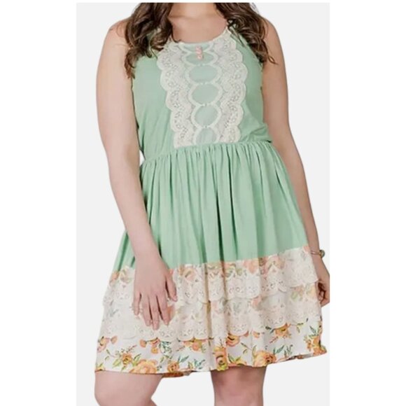 Matilda Jane Women's Lace & Floral Dress With Button‎ Details Large - Picture 1 of 7